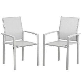 Outsunny Set 2 Sedie da Giardino Impilabili Grigio