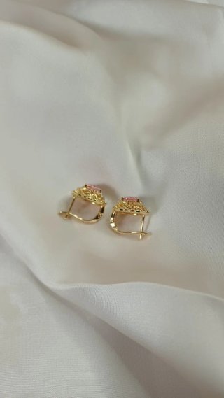 Pendientes Vintage Art Deco Chapado Oro 18k Rosa