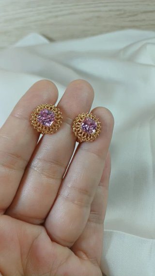 Pendientes Vintage Art Deco Chapado Oro 18k Rosa