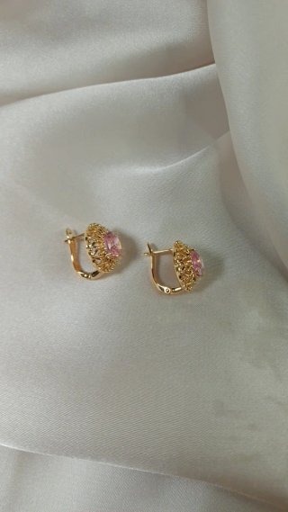 Pendientes Vintage Art Deco Chapado Oro 18k Rosa
