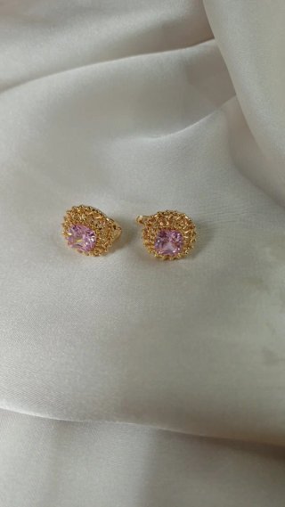 Pendientes Vintage Art Deco Chapado Oro 18k Rosa