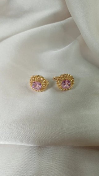 Pendientes Vintage Art Deco Chapado Oro 18k Rosa