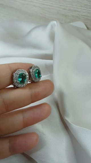 Pendientes Vintage Chapado Oro Blanco Símil Esmera