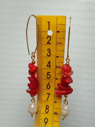Pendientes Perlas Barrocas y Coral Rojo