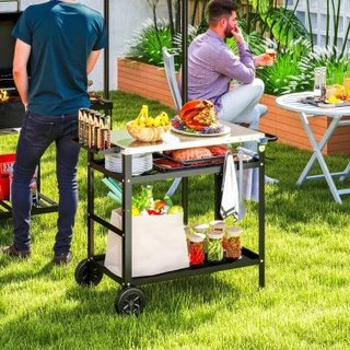 Outsunny Carrello per Barbecue con Piano in Acciai