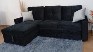 Sofá Cama PAU negro. Chaiselong. Cómodo. ¡OFERTA!