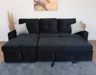 Sofá Cama PAU negro. Chaiselong. Cómodo. ¡OFERTA!