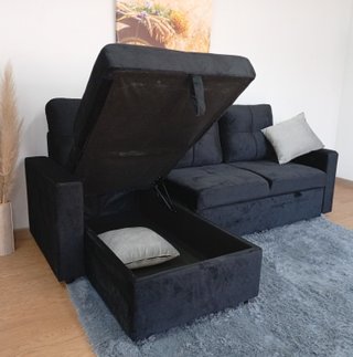 Sofá Cama PAU negro. Chaiselong. Cómodo. ¡OFERTA!