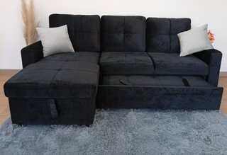 Sofá Cama PAU negro. Chaiselong. Cómodo. ¡OFERTA!
