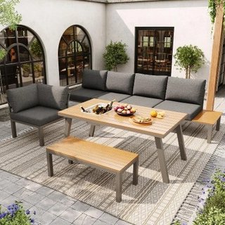 Set da giardino per 6-7 persone, Grigio · Tessuto