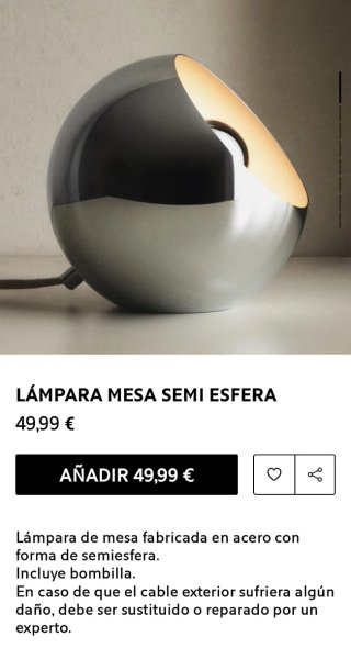 Lámpara SemiesferaAcero ZARA HOME