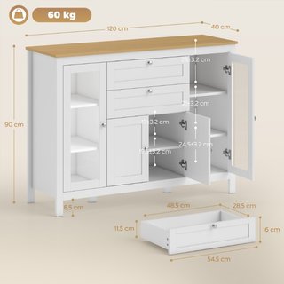 Mobile Cucina con 2 Cassetti e 3 Armadietti, Ante