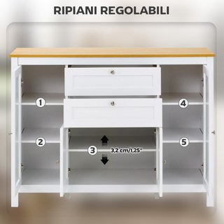 Mobile Cucina con 2 Cassetti e 3 Armadietti, Ante