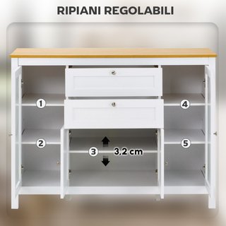 Mobile Cucina con 2 Cassetti e 3 Armadietti, Ante