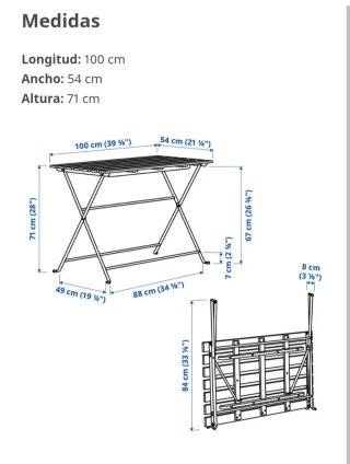 Conjunto mesa y sillas terraza madera y metal