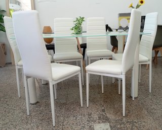 Mesa Extensible DT + 6 Sillas Blancas. ¡EN OFERTA!