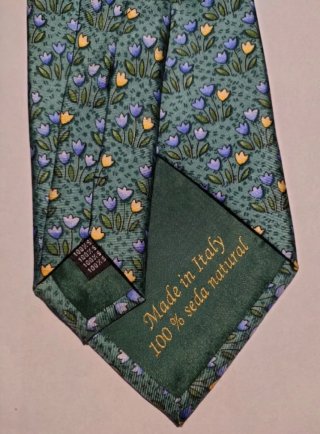 Corbata Seda Natural Flores