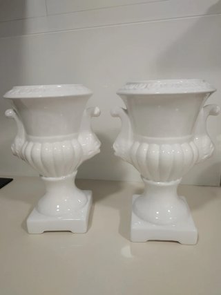 Juego de 2 jarrones de copa de porcelana