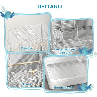 Gabbia per Uccelli con Vassoio Estraibile e Posato
