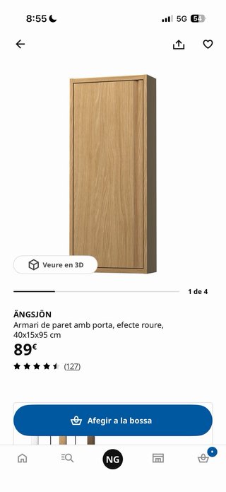 Armario ÄNGSJÖN efecto roble | Armario baño