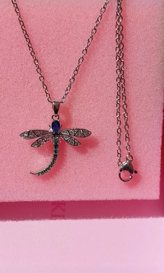 Collana libellula argento e cristalli