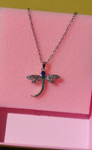 Collana libellula argento e cristalli
