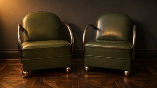 Pareja Butacas Art Decó con brazos cromados