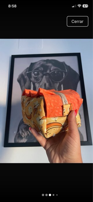 Neceser hecho a mano con estampado de plátanos