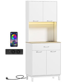 Credenza Moderna con Luci LED, Prese Elettriche e
