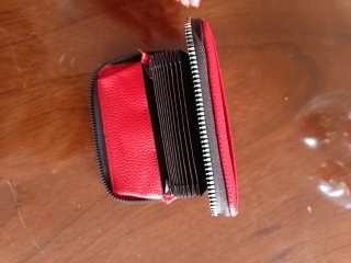Tarjetero Monedero Piel Rojo