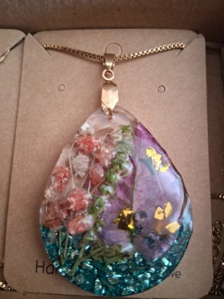 Colgante Resina Flores Secas Hecho a Mano