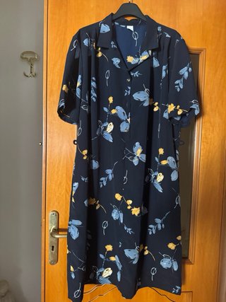 Abito camicia floreale blu con borsa
