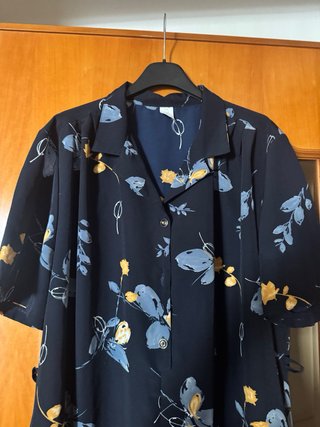 Abito camicia floreale blu con borsa