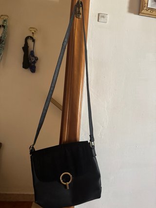Abito camicia floreale blu con borsa