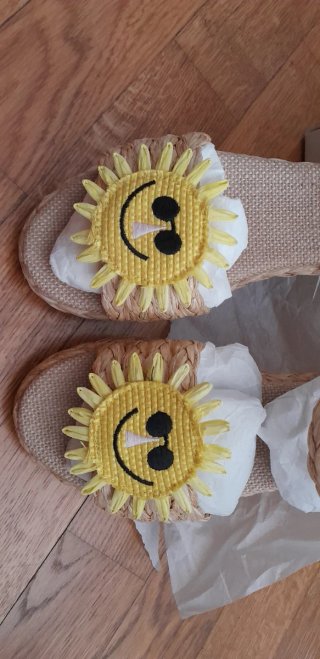 Stella McCartney Kids sandali in rafia patch sole