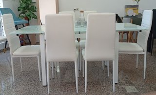 Mesa Extensible DT + 6 Sillas Blancas. ¡EN OFERTA!