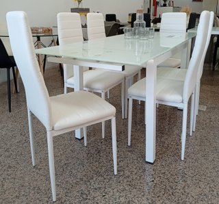 Mesa Extensible DT + 6 Sillas Blancas. ¡EN OFERTA!