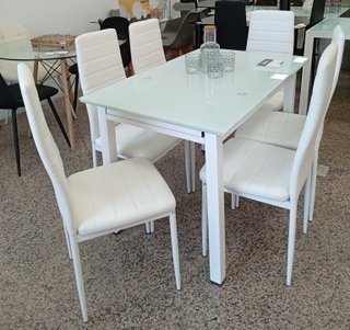 Mesa Extensible DT + 6 Sillas Blancas. ¡EN OFERTA!