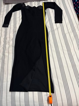 Vestido fiesta negro elástico manga larga