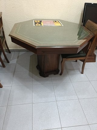 Mesa octogonal madera y cristal