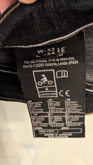 Pantalón Moto Armure A Kevlar Talla L34 W32