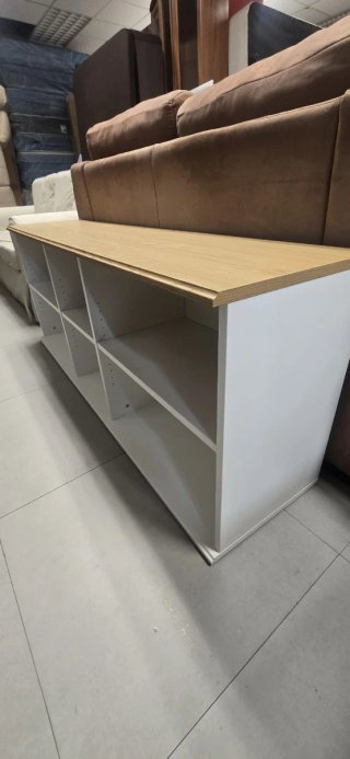 Mueble TV blanco y madera