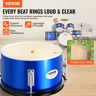 Juego de Batería para Niños, 5 Piezas, Juego de Batería Completo para Principiantes de 16 pulgadas con Bombo, Toms, Caja, Batería de Suelo, Trono Ajustable, Platillo, Pedal de Hi-Hat y Dos Pares d...