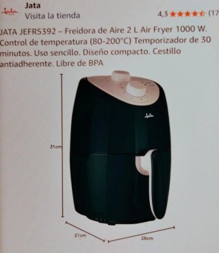 Freidora de Aire Jata 2L 1000W SIN ESTRENAR