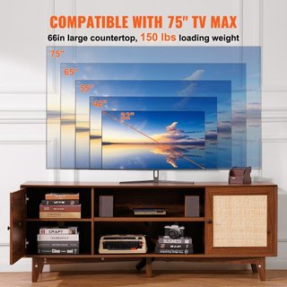 Soporte de TV de ratán 191cm Mueble de TV Boho Mueble de TV Nogal