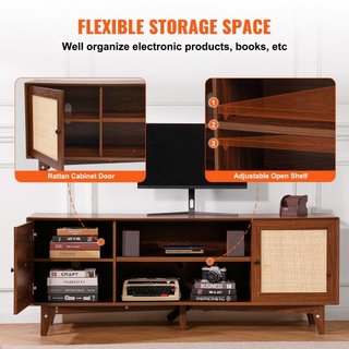 Soporte de TV de ratán 191cm Mueble de TV Boho Mueble de TV Nogal