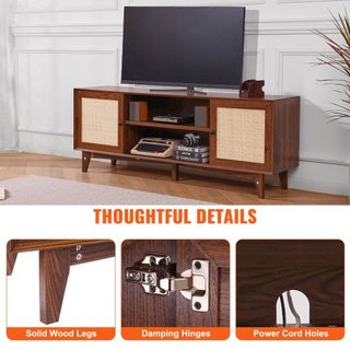 Soporte de TV de ratán 191cm Mueble de TV Boho Mueble de TV Nogal