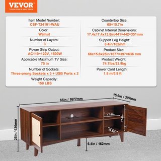 Soporte de TV de ratán 191cm Mueble de TV Boho Mueble de TV Nogal