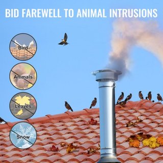 Tapa de Chimenea, 152.4 mm, Tapa de Techo Redonda de Acero Inoxidable 304, Tapas Aumentadas de 300 mm, Todo Clima y Tornillos Reforzados y Fácil Instalación, para Cubierta de Ventilación de Aislam...