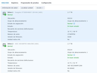 Synology DS214 con 2 discos 3TB+3TB.